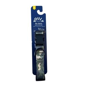 Youly The Classic Dog Collar Green Camo‎ Small 9-14 IN Adjustable Nylon Buckle